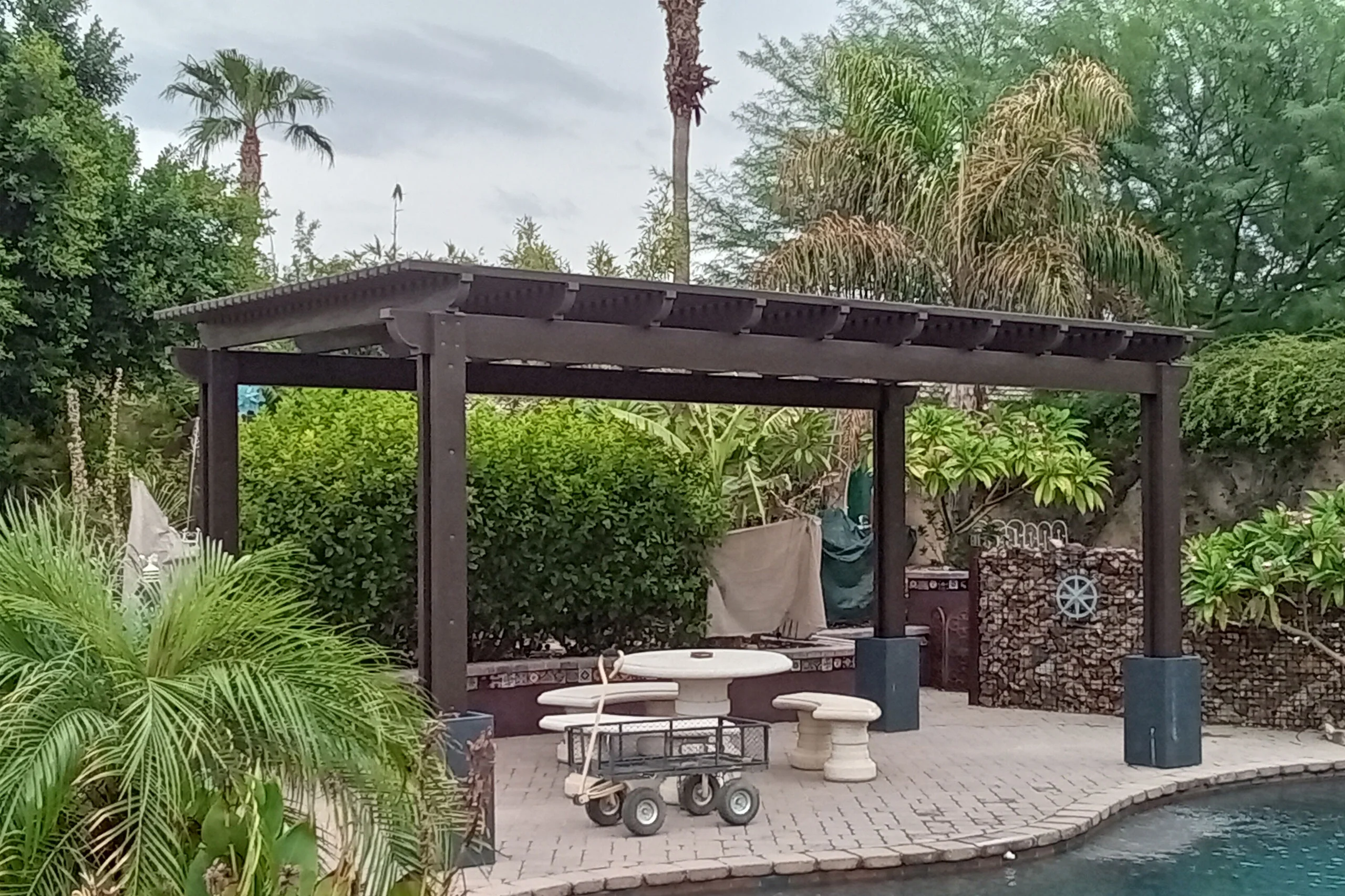 Low-maintenance Alumawood lattice pergola