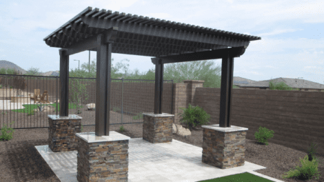 Customized Alumawood lattice pergola design for a patio
